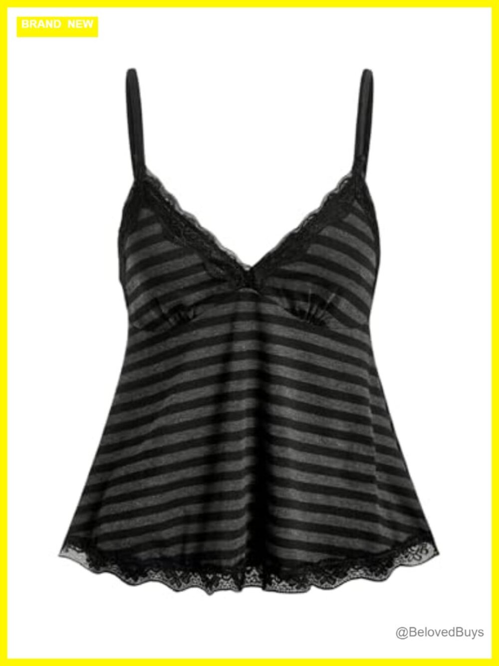 SOLY HUX Womens Lace Cami Striped Babydoll Tank Top Y2K Spaghetti Strap